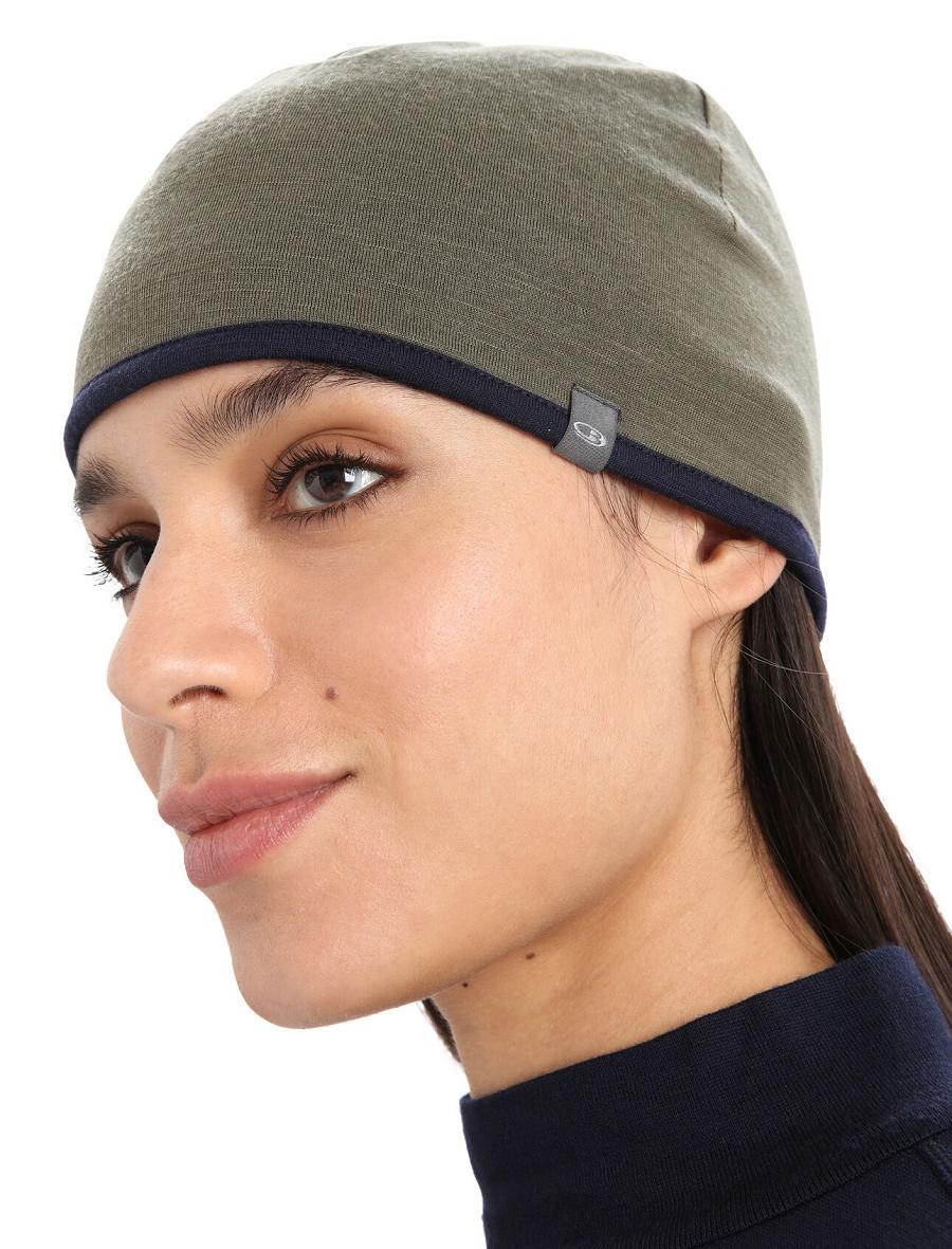 Women's Icebreaker Unisex Merino Pocket Beanie Hats Loden / Midnight Navy | CA 1461AHKP